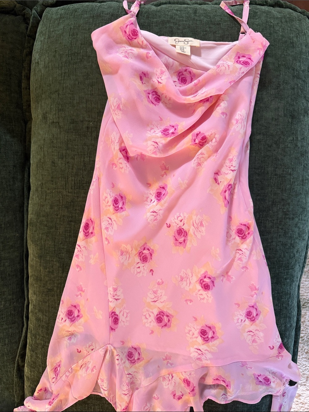 Jessica Simpson Pink Floral Cowl Neck Slip Dress